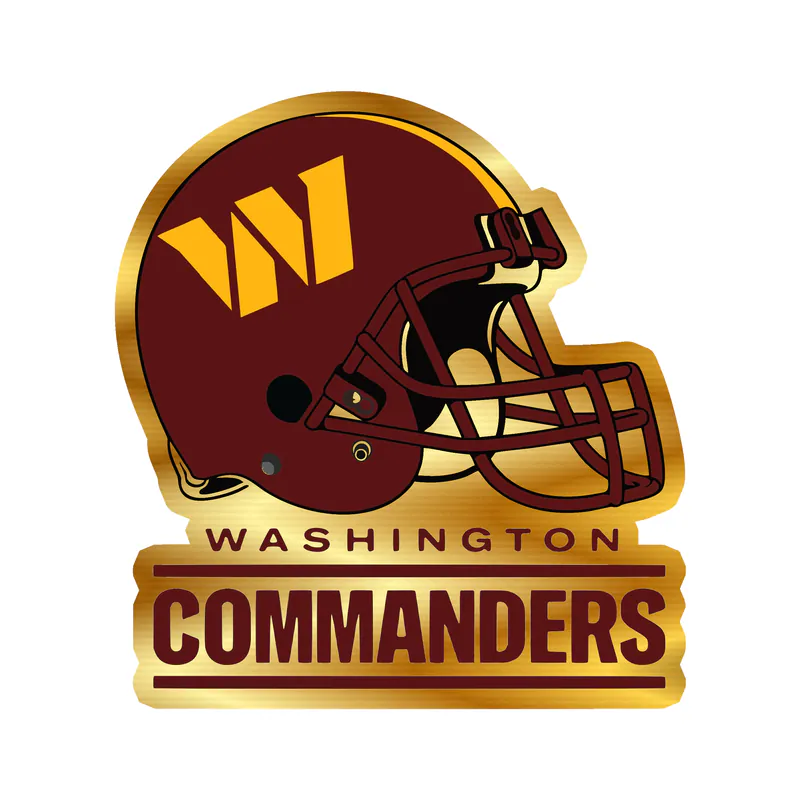 Washington Commanders - Helmet with Name- Gold Chrome Vinyl Sticker - Custom Size