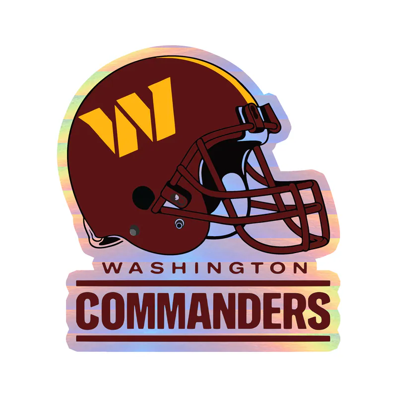 Washington Commanders - Helmet with Name- Holographic Vinyl Sticker - Custom Size