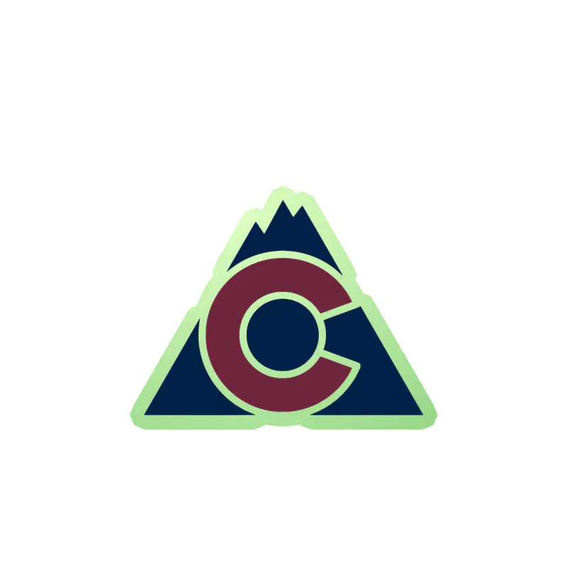 Colorado Avalanche - Triangle Mountain With C - Glow in the Dark Vinyl Sticker - Custom Size