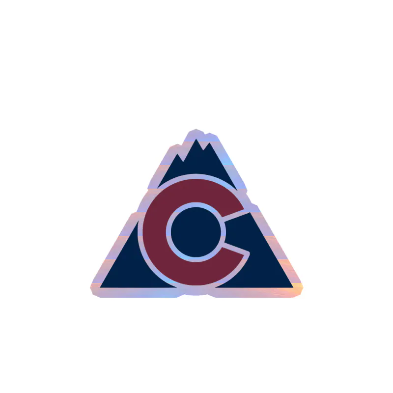Colorado Avalanche - Triangle Mountain With C - Holographic Vinyl Sticker - Custom Size