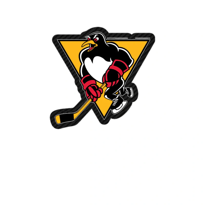 Pittsburgh Penguins - Triangle With Penguin With Red Gloves - Carbon Fiber Vinyl Sticker - Custom Size