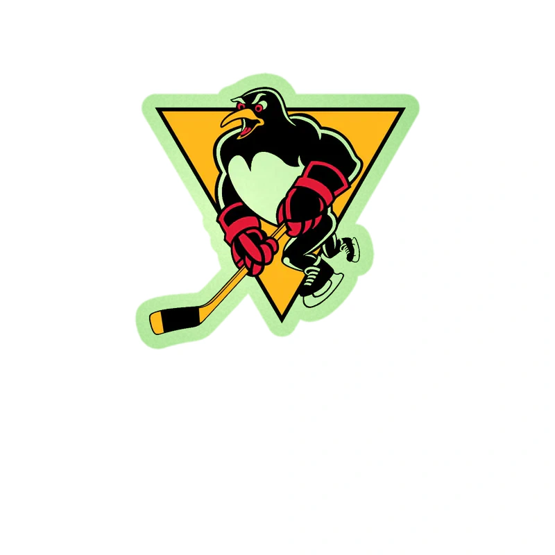 Pittsburgh Penguins - Triangle With Penguin With Red Gloves - Glow in the Dark Vinyl Sticker - Custom Size