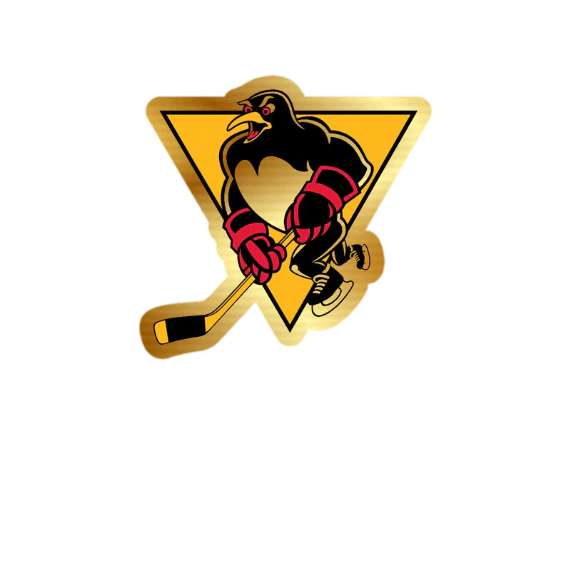 Pittsburgh Penguins - Triangle With Penguin With Red Gloves - Gold Chrome Vinyl Sticker - Custom Size