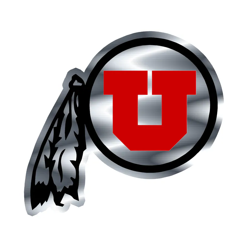 Utah Utes - Image 1 - Silver Chrome Vinyl Decal - Custom Size