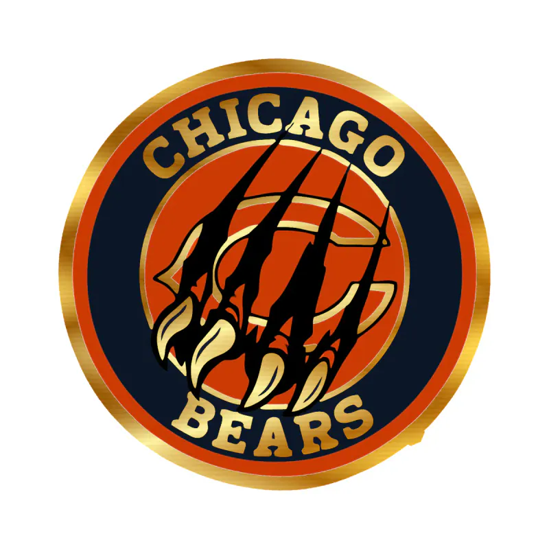 Chicago Bears - Bear Head - Image 14 - Gold Chrome Vinyl Sticker - Custom Size