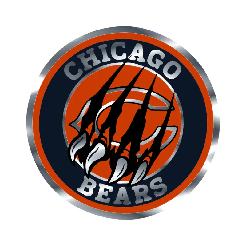 Chicago Bears - Bear Head - Image 14 - Silver Chrome Vinyl Sticker - Custom Size