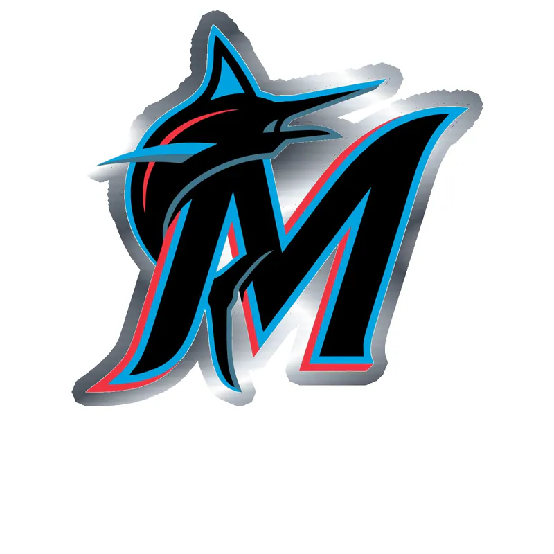 Miami Marlins - Black M - Silver Chrome Vinyl Sticker - Custom Size
