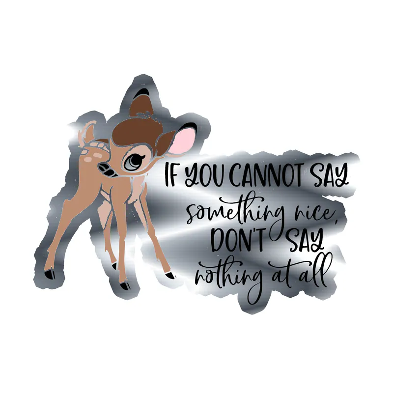 Bambi Silver Chrome Vinyl Sticker - Custom Size