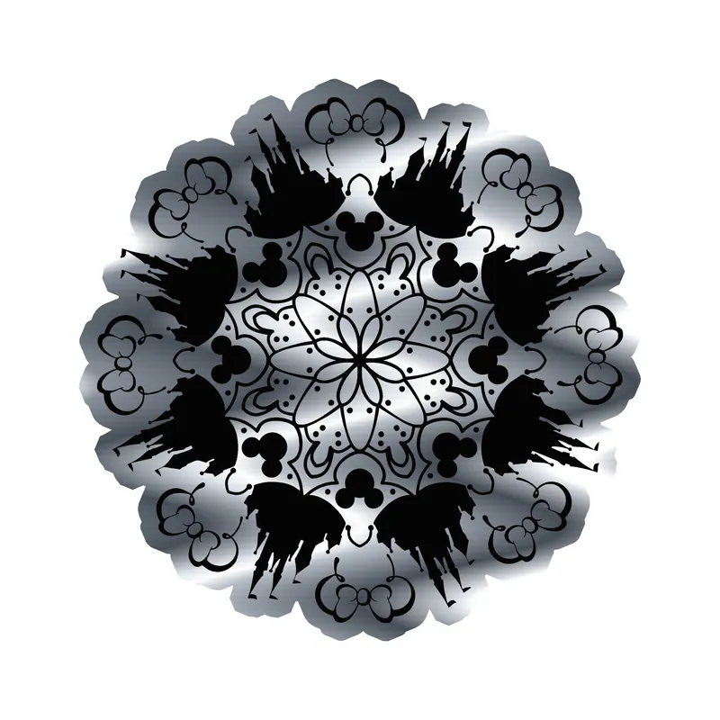 Mickey and Minnie Medallion Silver Chrome Vinyl Sticker - Custom Size