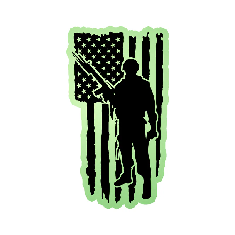 American Flag Glow in the Dark Vinyl Decal - Custom Size