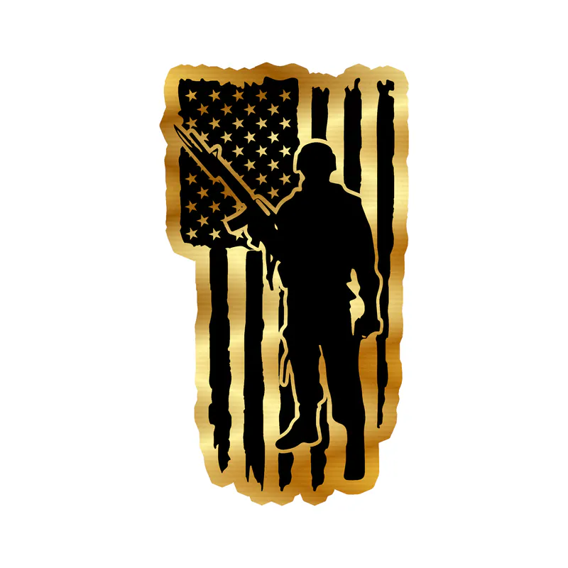 American Flag Gold Chrome Vinyl Decal - Custom Size