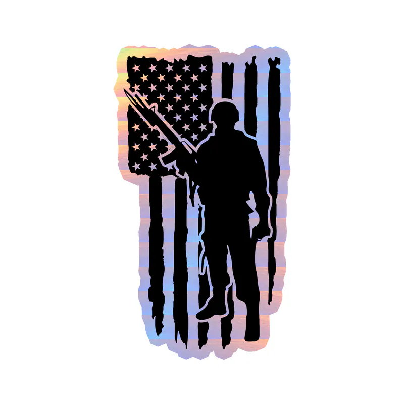 American Flag Holographic Vinyl Decal - Custom Size