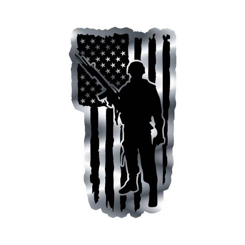 American Flag Silver Chrome Vinyl Decal - Custom Size
