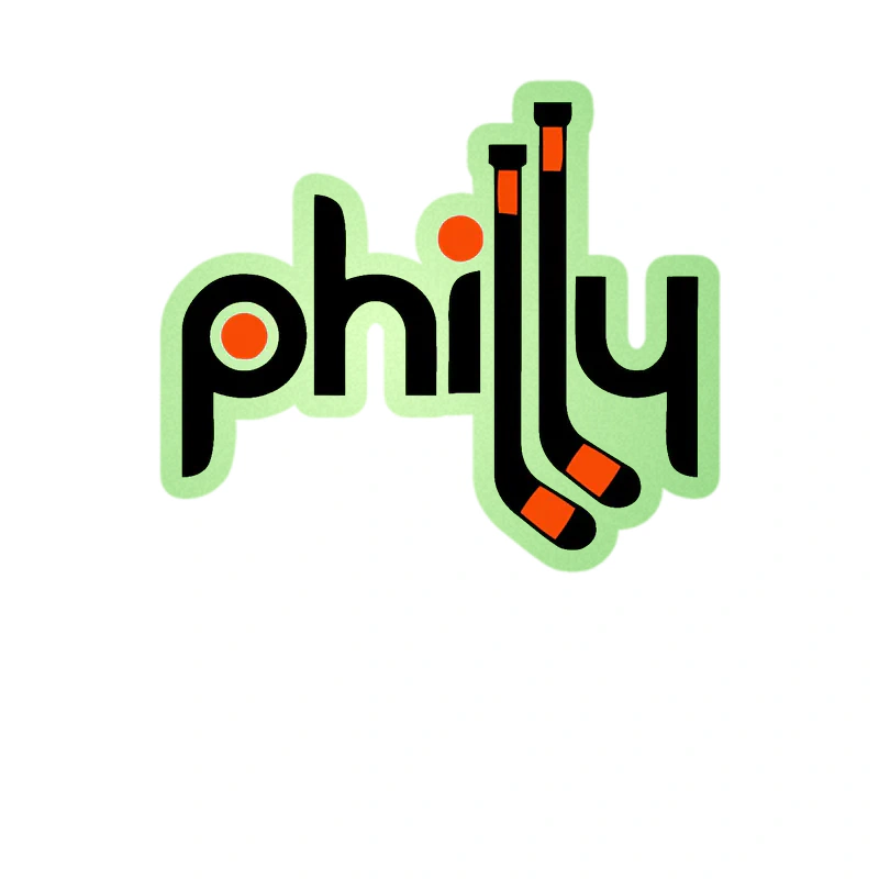Philadelphia Flyers - Philly With Hockey Sticks - Glow in the Dark Vinyl Sticker - Custom Size