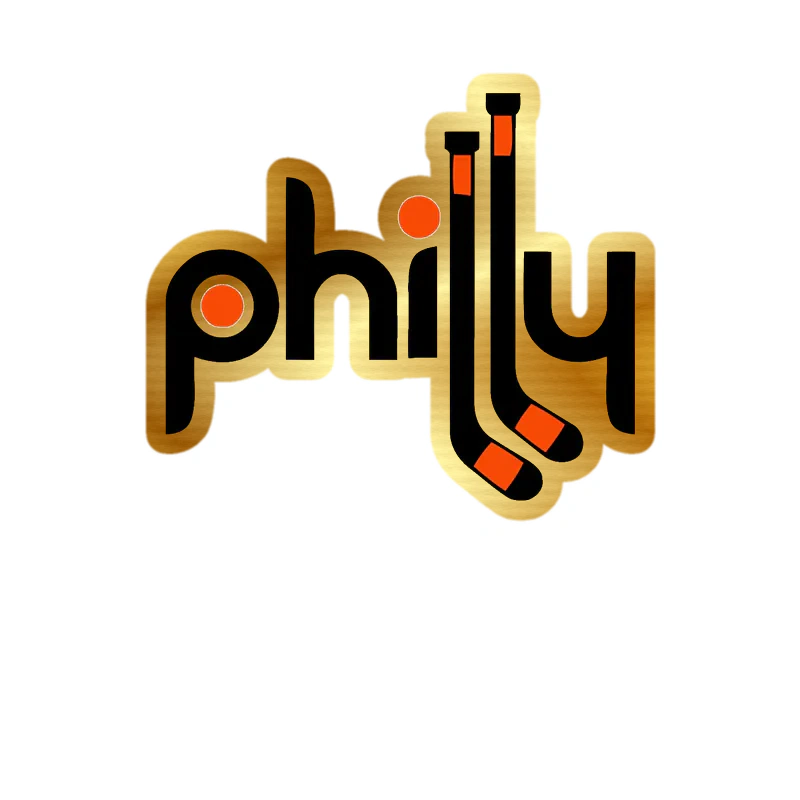 Philadelphia Flyers - Philly With Hockey Sticks - Gold Chrome Vinyl Sticker - Custom Size
