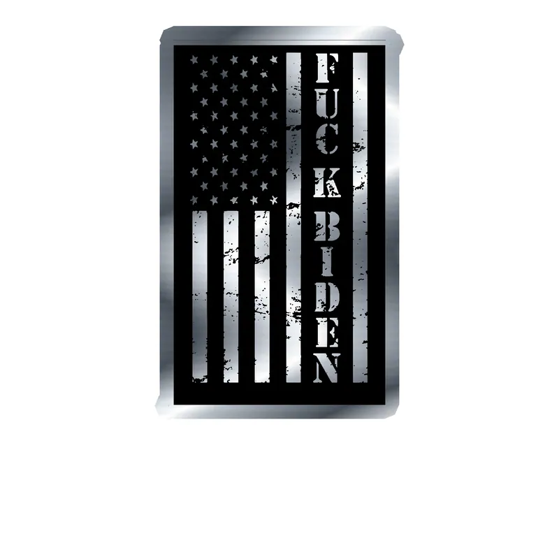 F*uck Biden Flag Silver Chrome Vinyl Decal