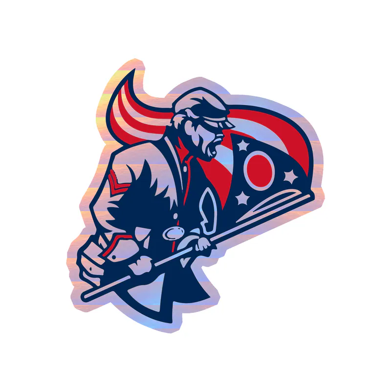 Columbus Blue Jackets - Guy With Flag - Holographic Vinyl Sticker - Custom Size