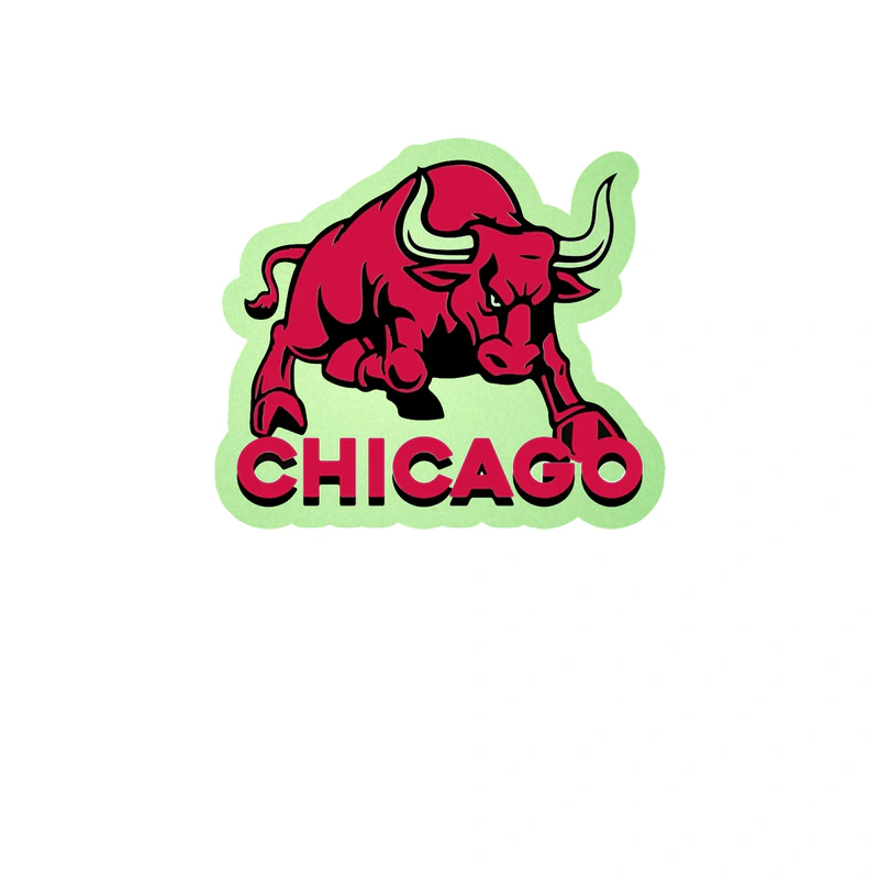 Chicago Bulls - Bull With Chicago - Glow in the Dark Vinyl Sticker - Custom Size