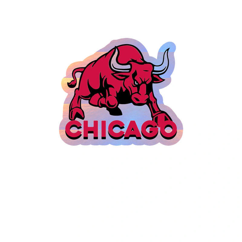 Chicago Bulls - Bull With Chicago - Holographic Vinyl Sticker - Custom Size
