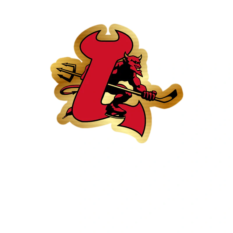 New Jersey Devils - Devil With Hockey Stick - Gold Chrome Vinyl Sticker - Custom Size