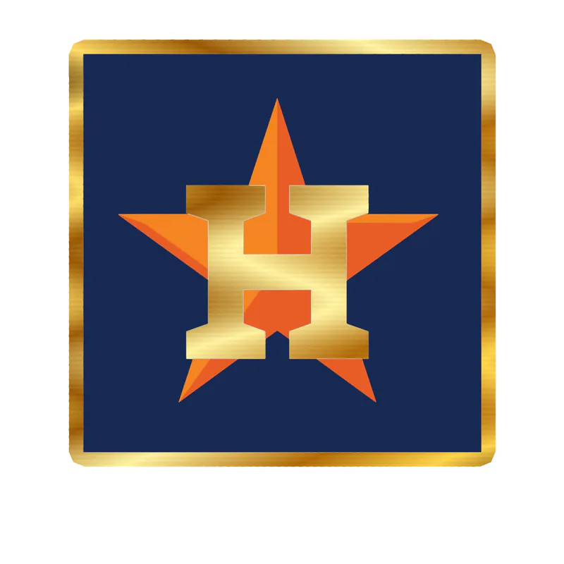 Houston Astros - Blue Square - Gold Chrome Vinyl Sticker - Custom Size
