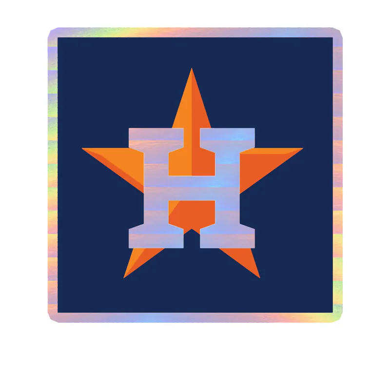 Houston Astros - Blue Square - Holographic Vinyl Sticker - Custom Size