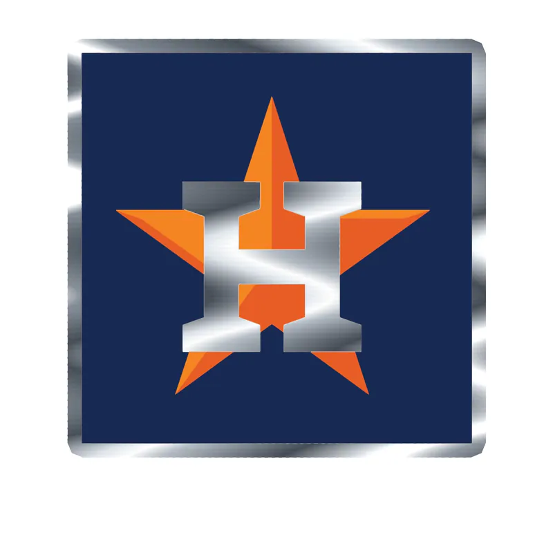 Houston Astros - Blue Square - Silver Chrome Vinyl Sticker - Custom Size