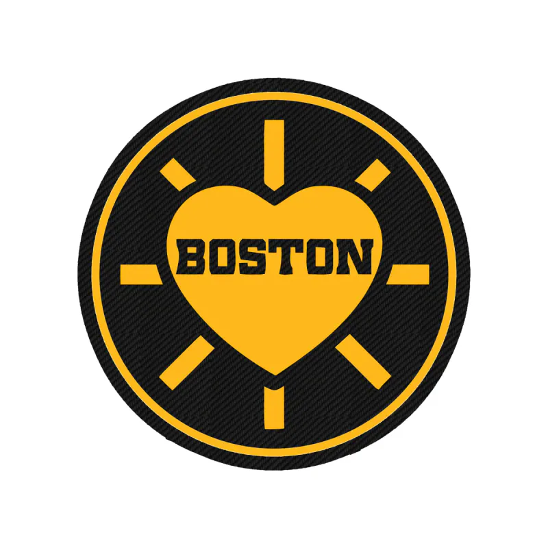Boston Bruins - Circle With Heart - Carbon Fiber Vinyl Sticker - Custom Size