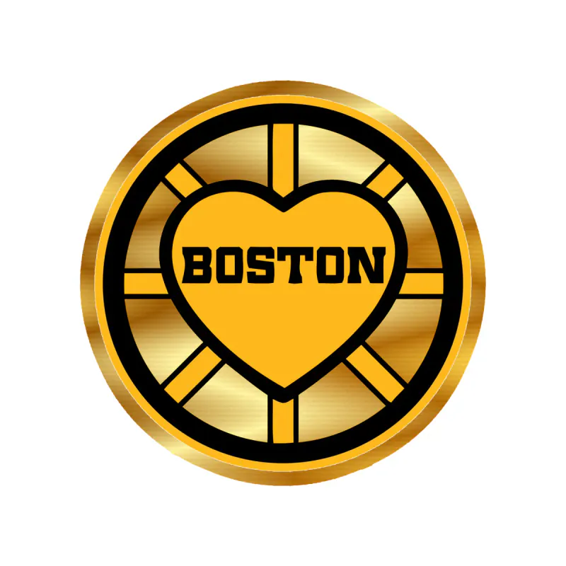 Boston Bruins - Circle With Heart - Gold Chrome Vinyl Sticker - Custom Size