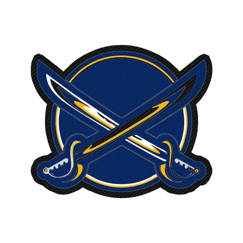 Buffalo Sabres - Circle With Crossed Swords - Carbon Fiber Vinyl Sticker - Custom Size