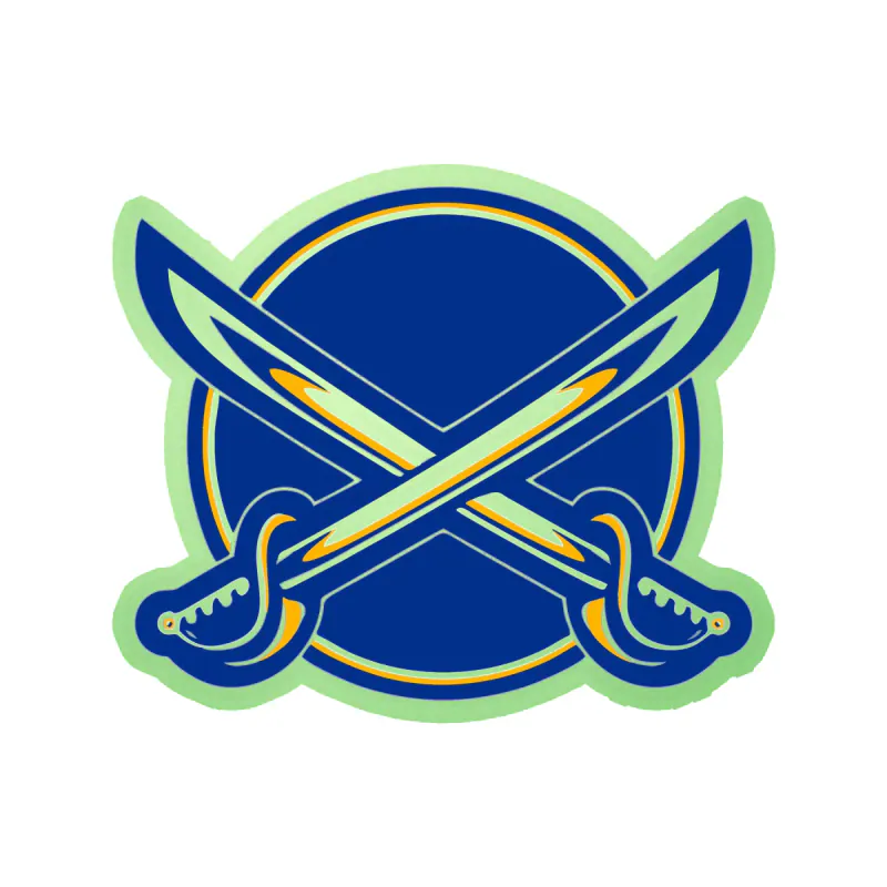 Buffalo Sabres - Circle With Crossed Swords - Glow in the Dark Vinyl Sticker - Custom Size