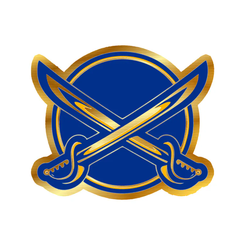 Buffalo Sabres - Circle With Crossed Swords - Gold Chrome Vinyl Sticker - Custom Size