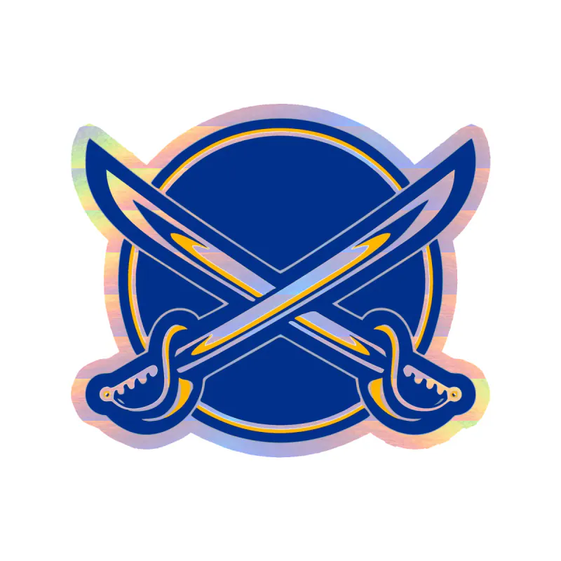 Buffalo Sabres - Circle With Crossed Swords - Holographic Vinyl Sticker - Custom Size