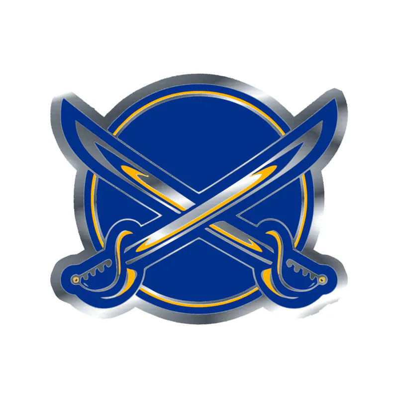 Buffalo Sabres - Circle With Crossed Swords - Silver Chrome Vinyl Sticker - Custom Size