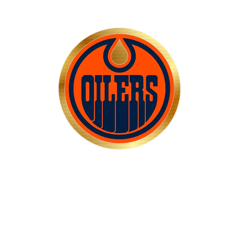Edmonton Oilers- Orange Circle With Oilers - Gold Chrome Vinyl Sticker - Custom Size