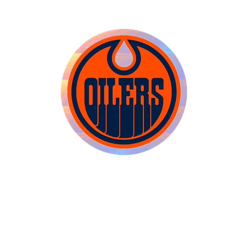 Edmonton Oilers- Orange Circle With Oilers - Holographic Vinyl Sticker - Custom Size
