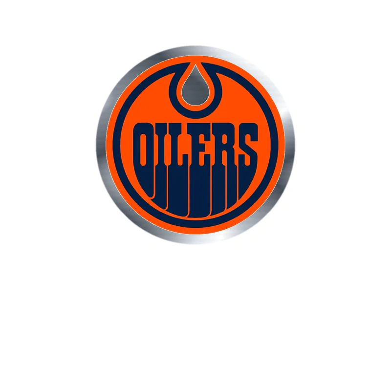 Edmonton Oilers- Orange Circle With Oilers - Silver Chrome Vinyl Sticker - Custom Size