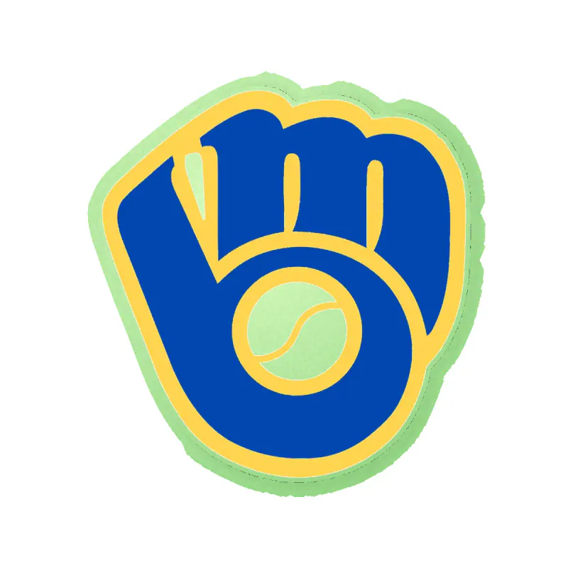 Milwaukee Brewers - Retro Light Blue Glove - Glow in the Dark Vinyl Sticker - Custom Size