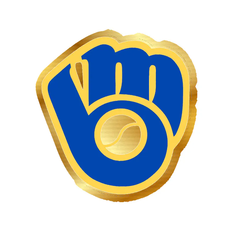 Milwaukee Brewers - Retro Light Blue Glove - Gold Chrome Vinyl Sticker - Custom Size