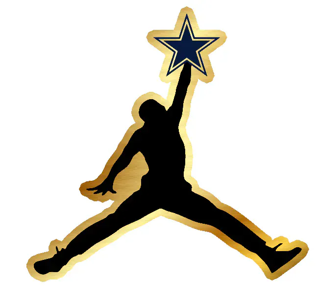 Dallas Cowboys-  Jumpman - Gold Chrome Vinyl Sticker - Custom Size