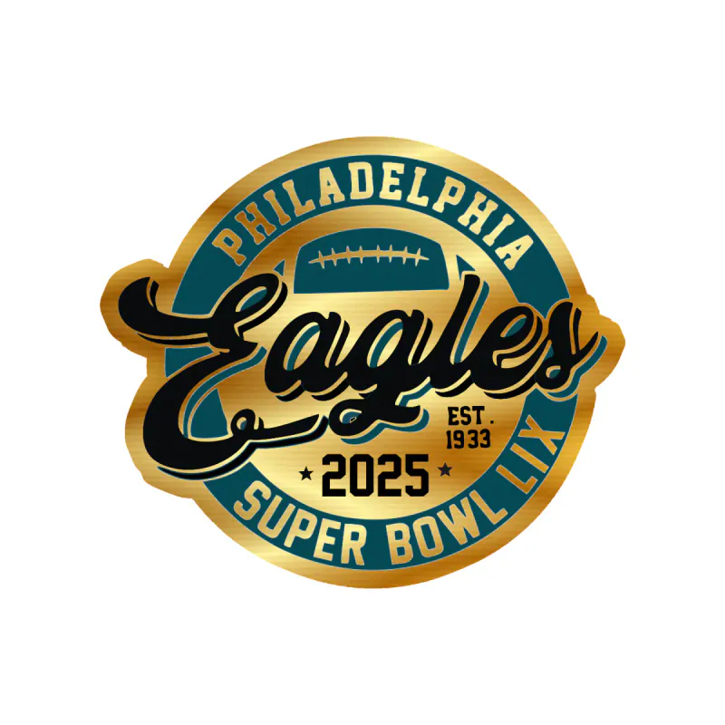 Philadelphia Eagles - 2025 Superbowl - Gold Chrome Vinyl Sticker - Custom Size