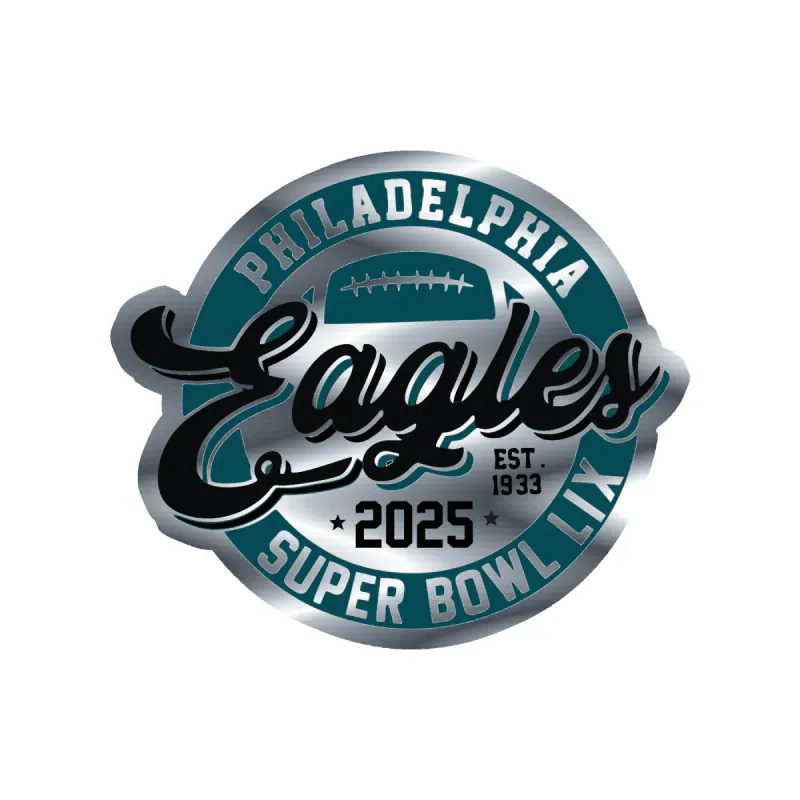 Philadelphia Eagles - 2025 Superbowl - Silver Chrome Vinyl Sticker - Custom Size