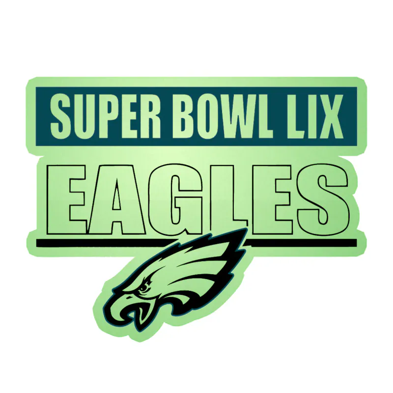 Philadelphia Eagles - 2025 Superbowl Champions - Image 1 - Glow in the Dark Vinyl Sticker - Custom Size
