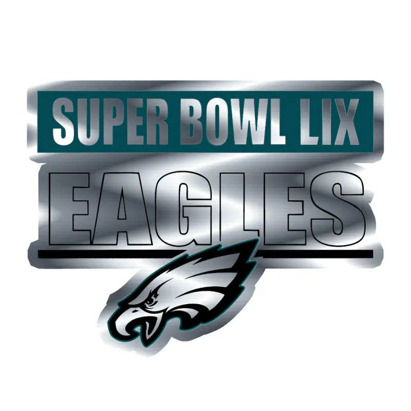 Philadelphia Eagles - 2025 Superbowl Champions - Image 1 - Silver Chrome Vinyl Sticker - Custom Size