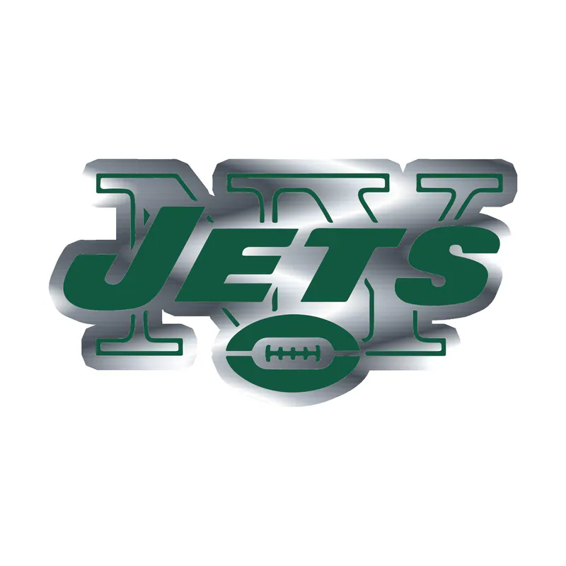 New York Jets - Name - Silver Chrome Vinyl Sticker - Custom Size