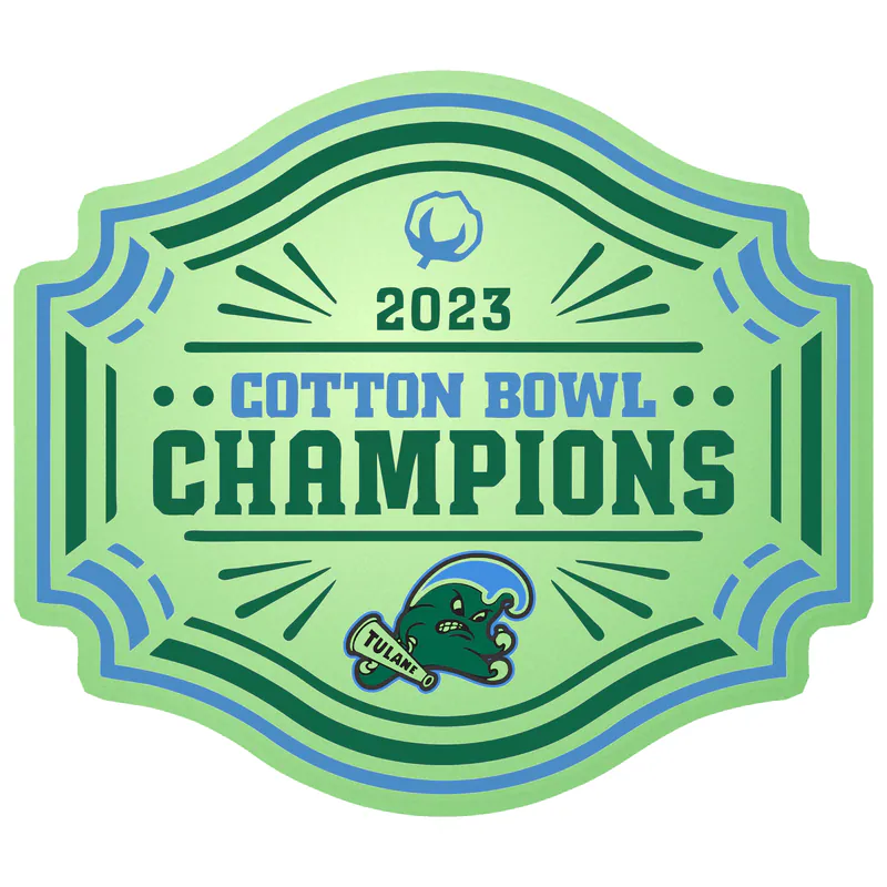 Tulane Green Wave - 2023 Cotton Bowl Champions - Glow in the Dark Vinyl Sticker - Custom Size