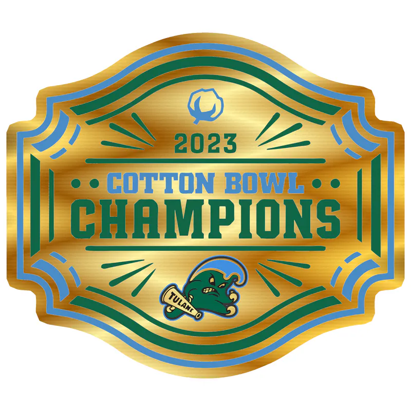 Tulane Green Wave - 2023 Cotton Bowl Champions - Gold Chrome Vinyl Sticker - Custom Size