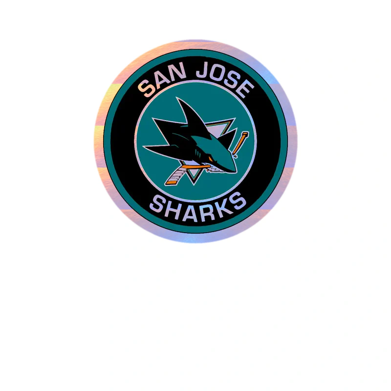 San Jose Sharks - Circle - Holographic Vinyl Sticker - Custom Size