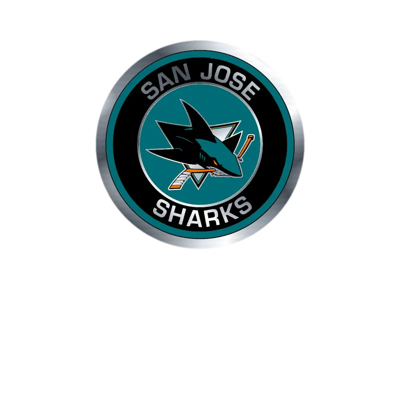 San Jose Sharks - Circle - Silver Chrome Vinyl Sticker - Custom Size