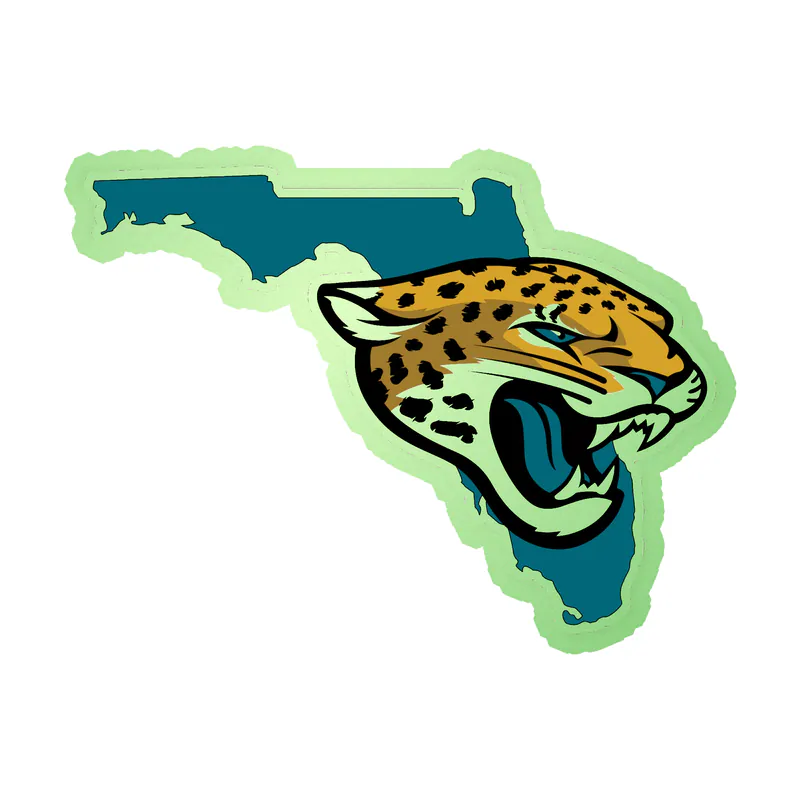 Jacksonville Jaguars - State - Glow in the Dark Vinyl Sticker - Custom Size